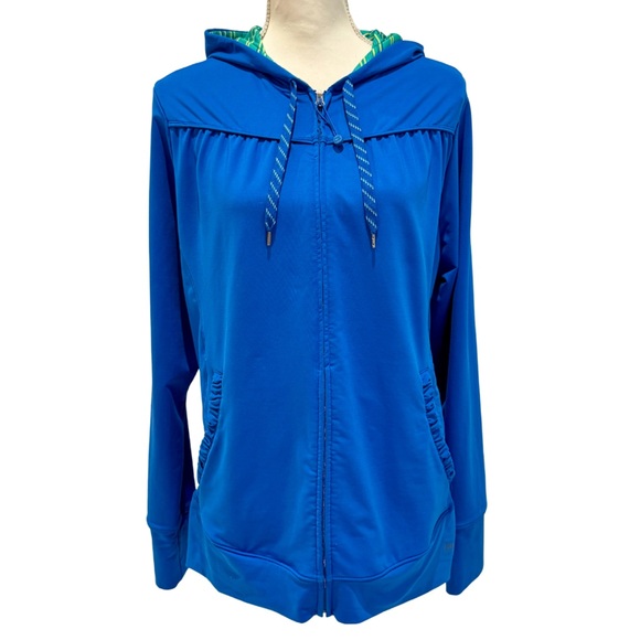 REI Jackets & Blazers - REI Blue Athletic Track Running Jacket | Green Lined Hood | Zip Closure (XL)